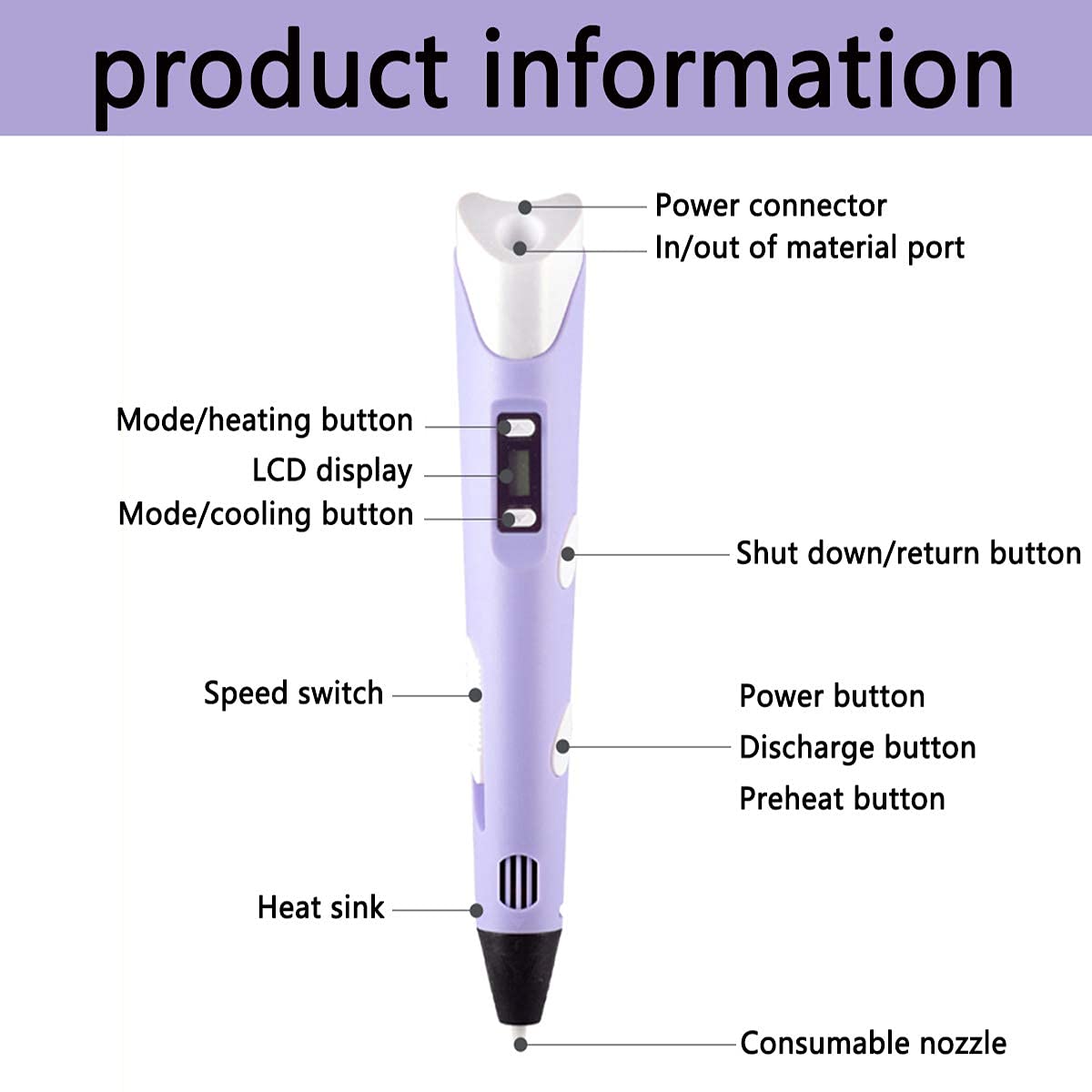 Verilux 3D Printing Pen,3D Pen with 3 Colors PLA Filament Refills,Compatible PLA & ABS,Creative Toy,Great Arts Crafts Gift for Kids & Adults (Purple) Verilux 3D Printing Pen,3D Pen with 3 Colors PLA Filament Refills,Compatible PLA & ABS,Creative Toy,Great Arts Crafts Gift for Kids & Adults (Purple)